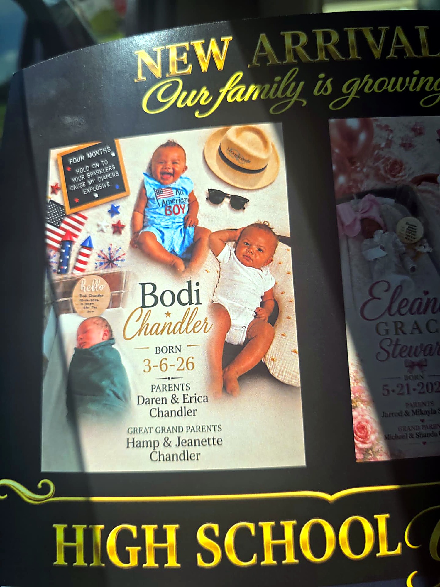 New arrival announcement for Bodi Chandler